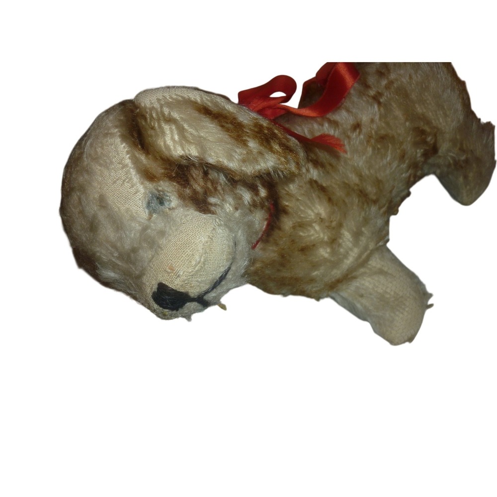 1940s Mohair Terrier Dog Plush Vintage Toy Straw Stuffed Jingle Bell Collar USA - Picture 2 of 9